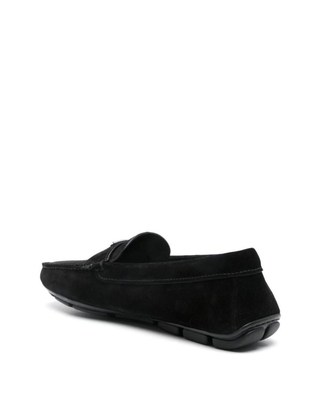 Prada Black Logo-Plaque Loafers for men