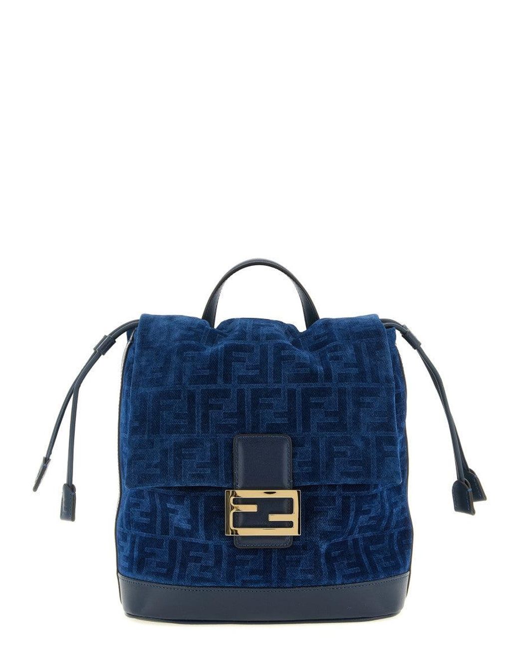Fendi Blue Ff Flocked Backpack