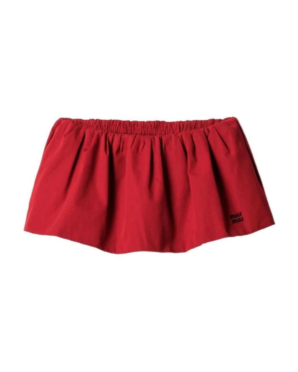 Miu Miu Red Logo Mini Skirt