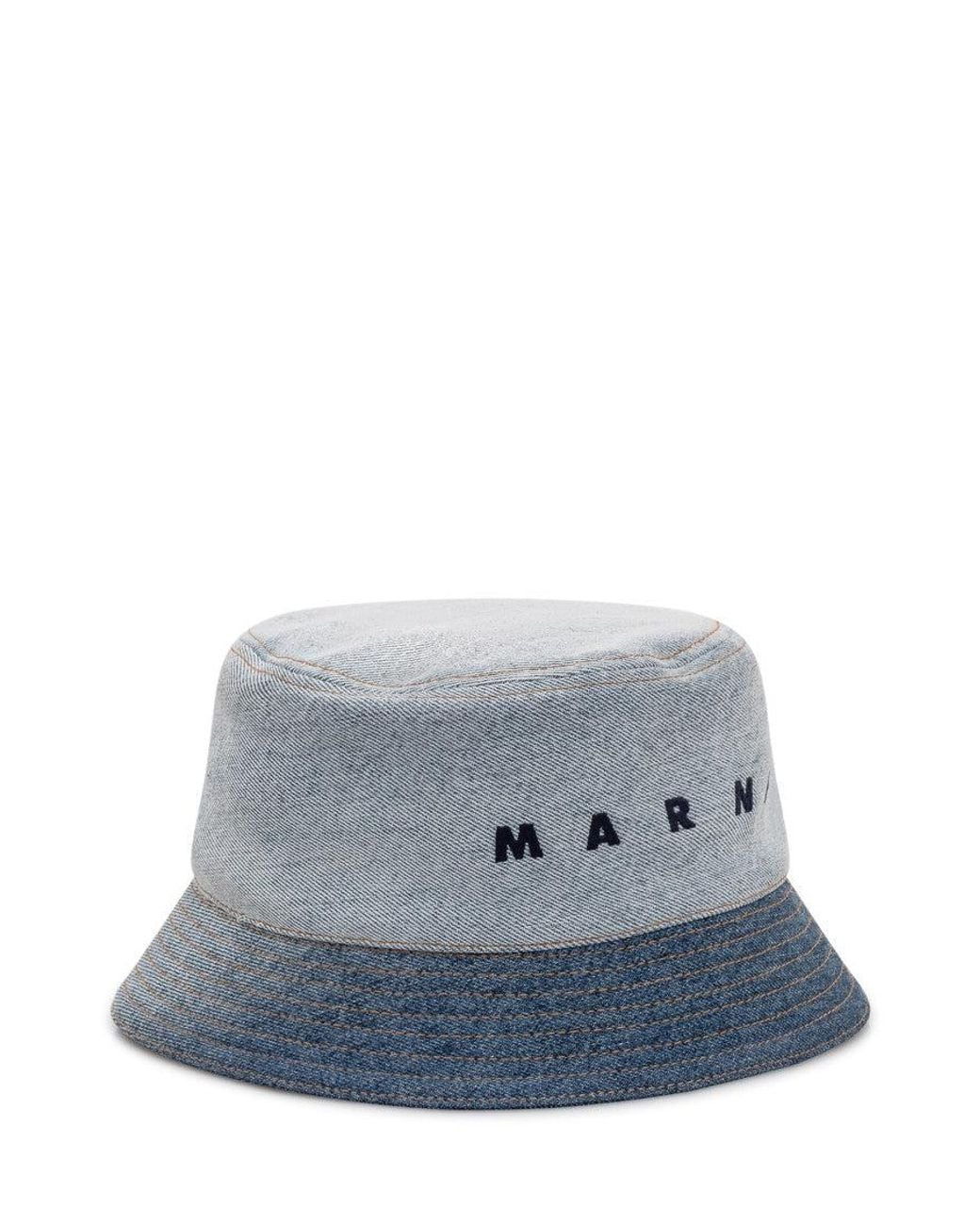 Marni Blue Logo Bucket Hat for men