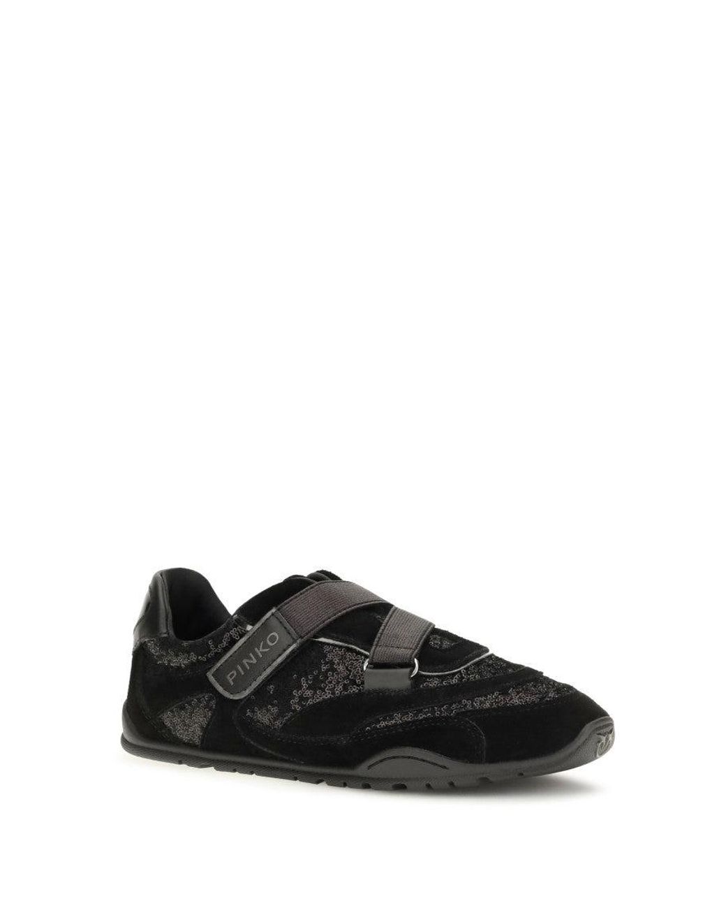 Pinko Black Suede Leather Athletic Sneakers