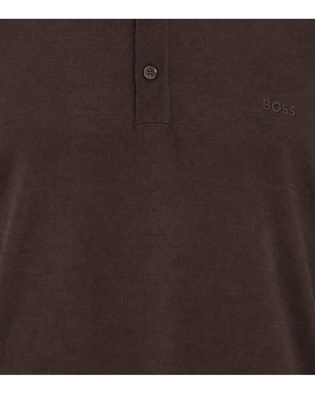 Boss Brown Regular Polo Sweater for men