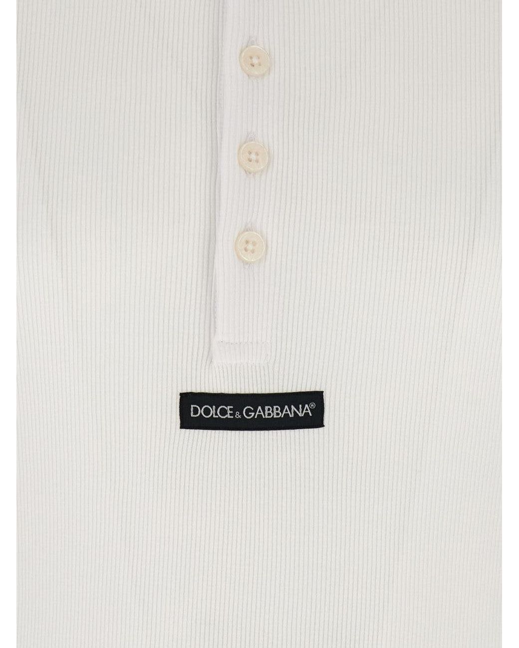 Dolce & Gabbana White Slim Henley T-Shirt for men