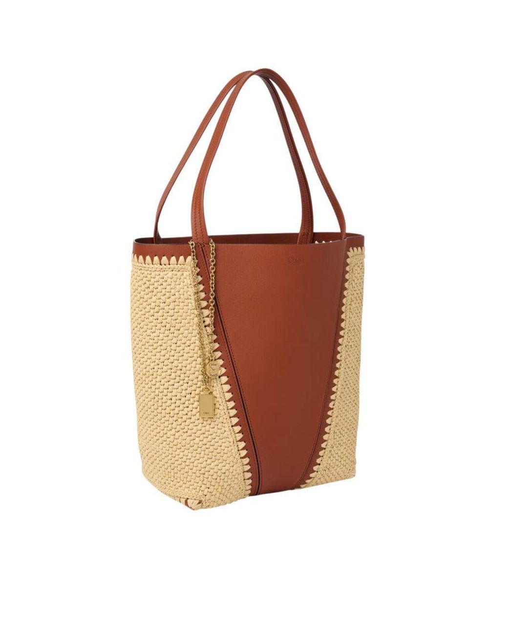 Chloé Brown Natural Spin Medium Tote