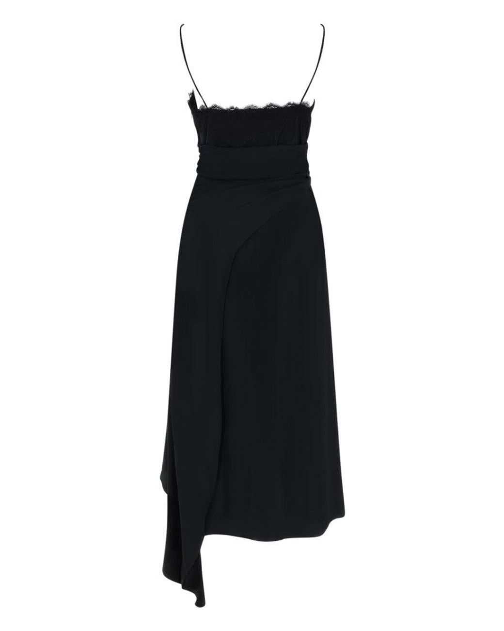 Moschino Black Midi Dress With Lace Acetate