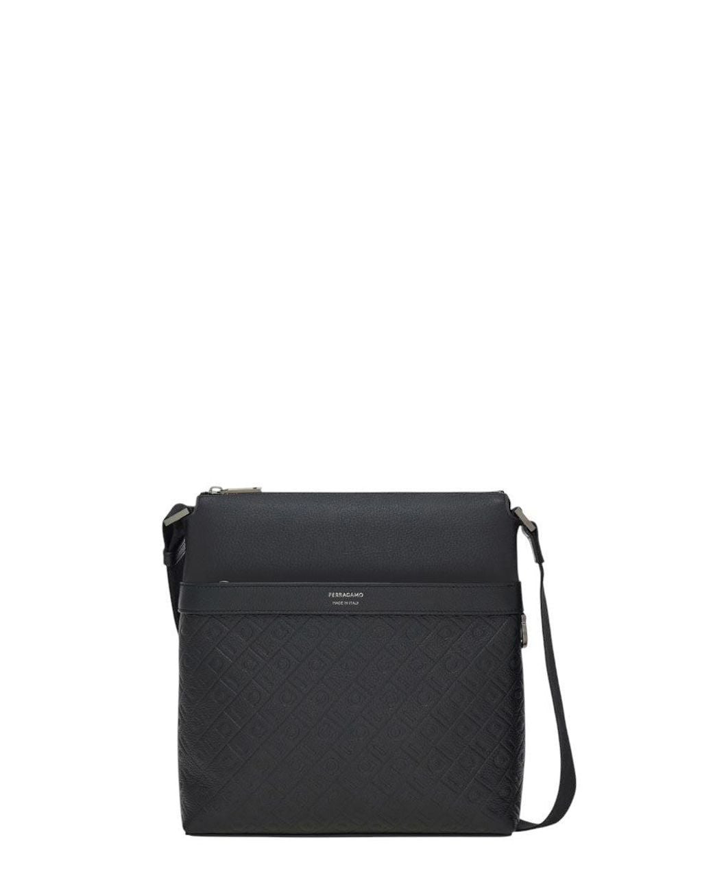 Ferragamo Black Monogram Small Messenger Bag for men