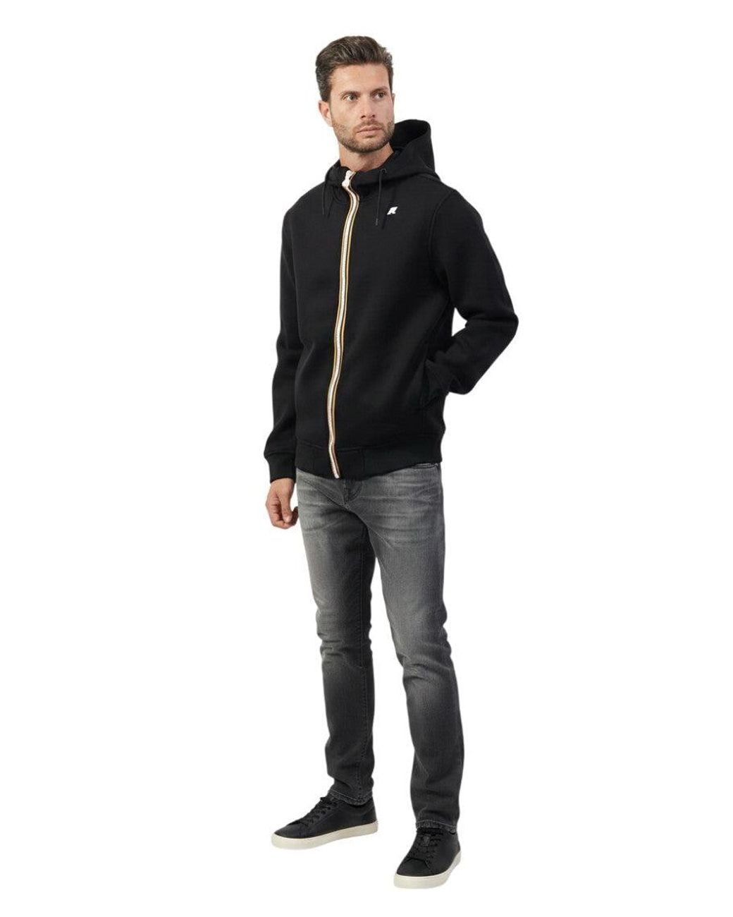 K-Way Black Zip Up Logo Hoodie for men