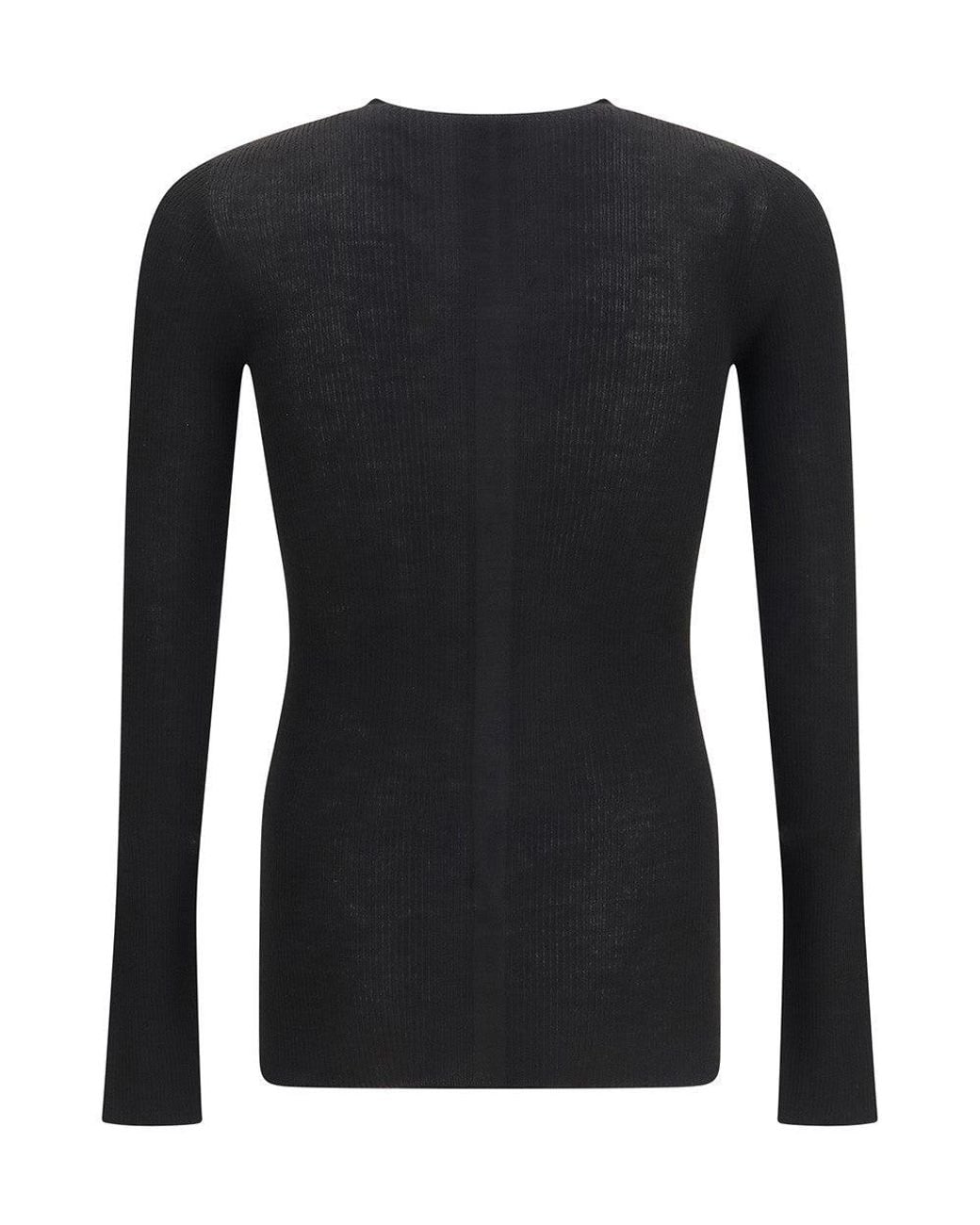 Rick Owens Black Slim Knitted Sweater for men