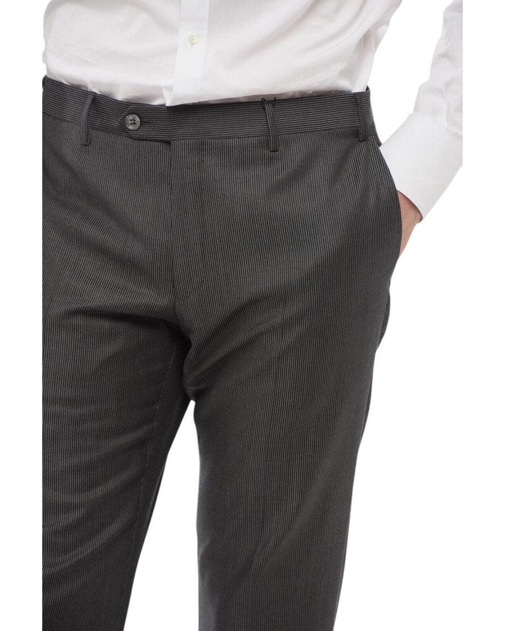 Corneliani Gray Flat Front Pants for men