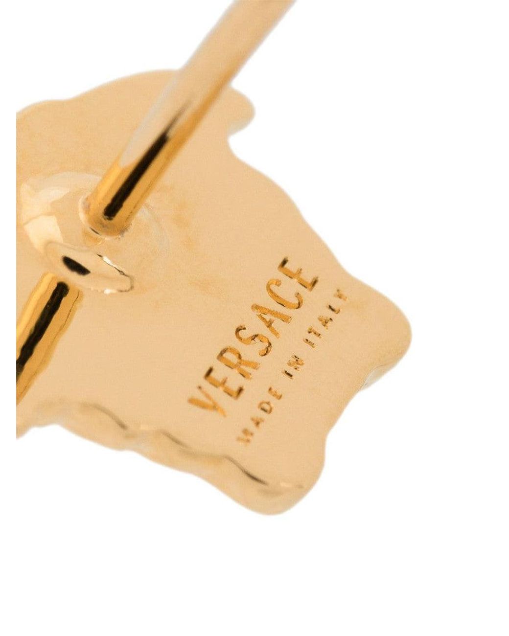 Versace White Golden Medusa Stud Earrings