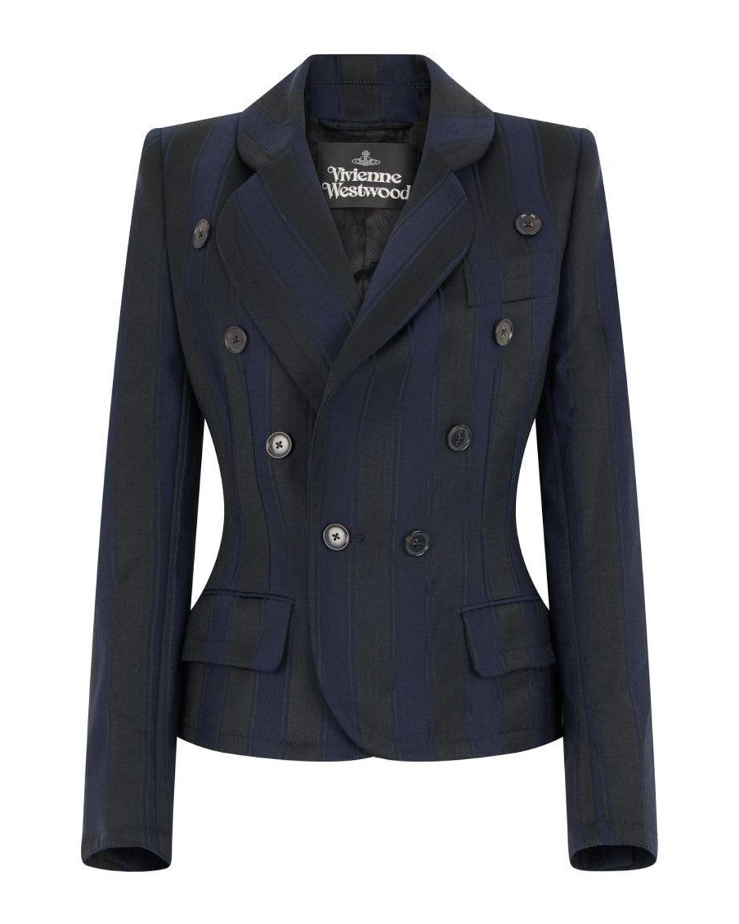 Vivienne Westwood Blue Striped Double-Breasted Tailored Jacket
