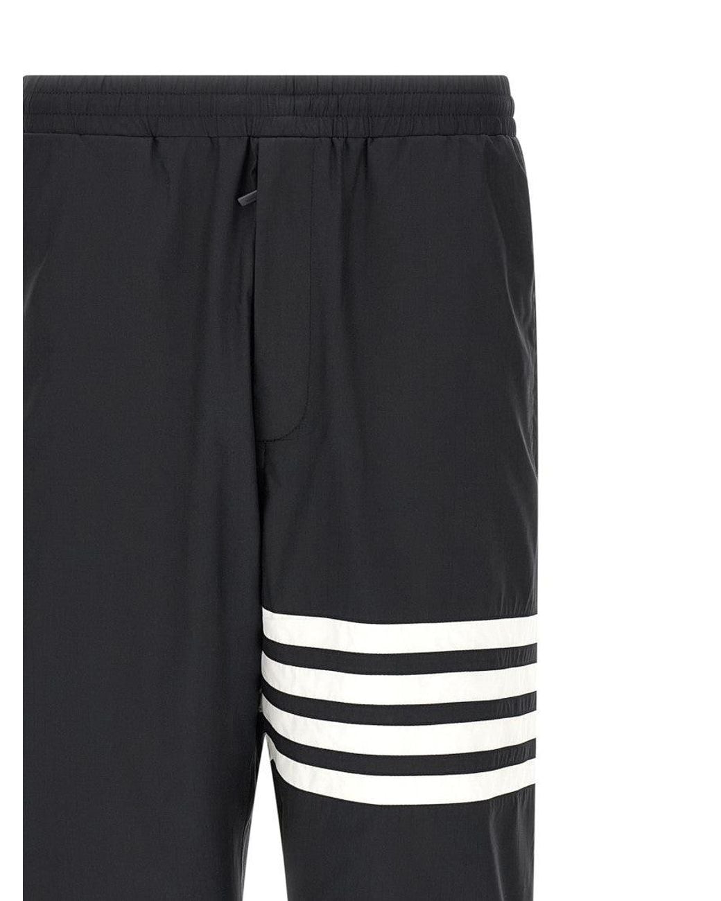 Thom Browne Black Polyamide Stripes Joggers for men