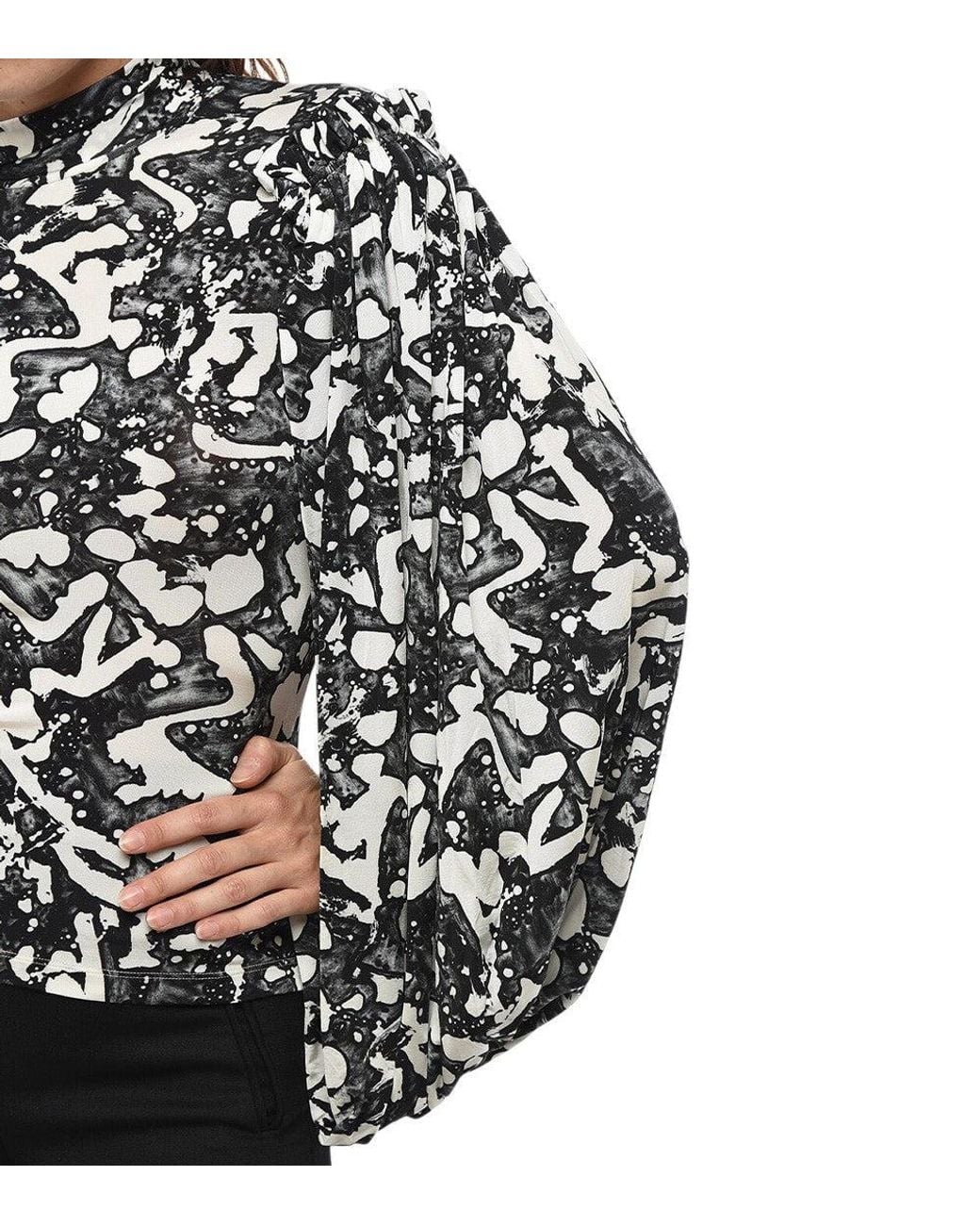 Stella McCartney Black Printed Turtle Neck Top