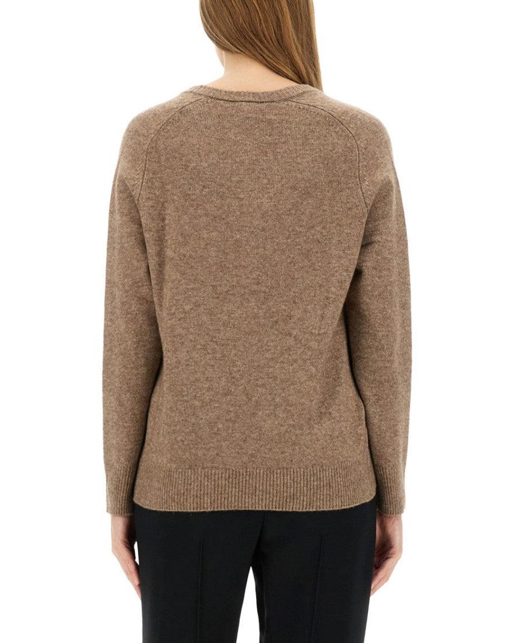 Aspesi Natural Relaxed Fit Wool Blend Sweater With V-Neckline