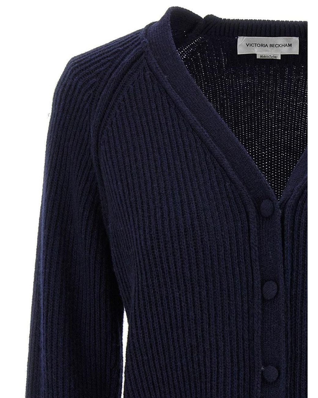Victoria Beckham Blue 'Stepped Hem' Cardigan