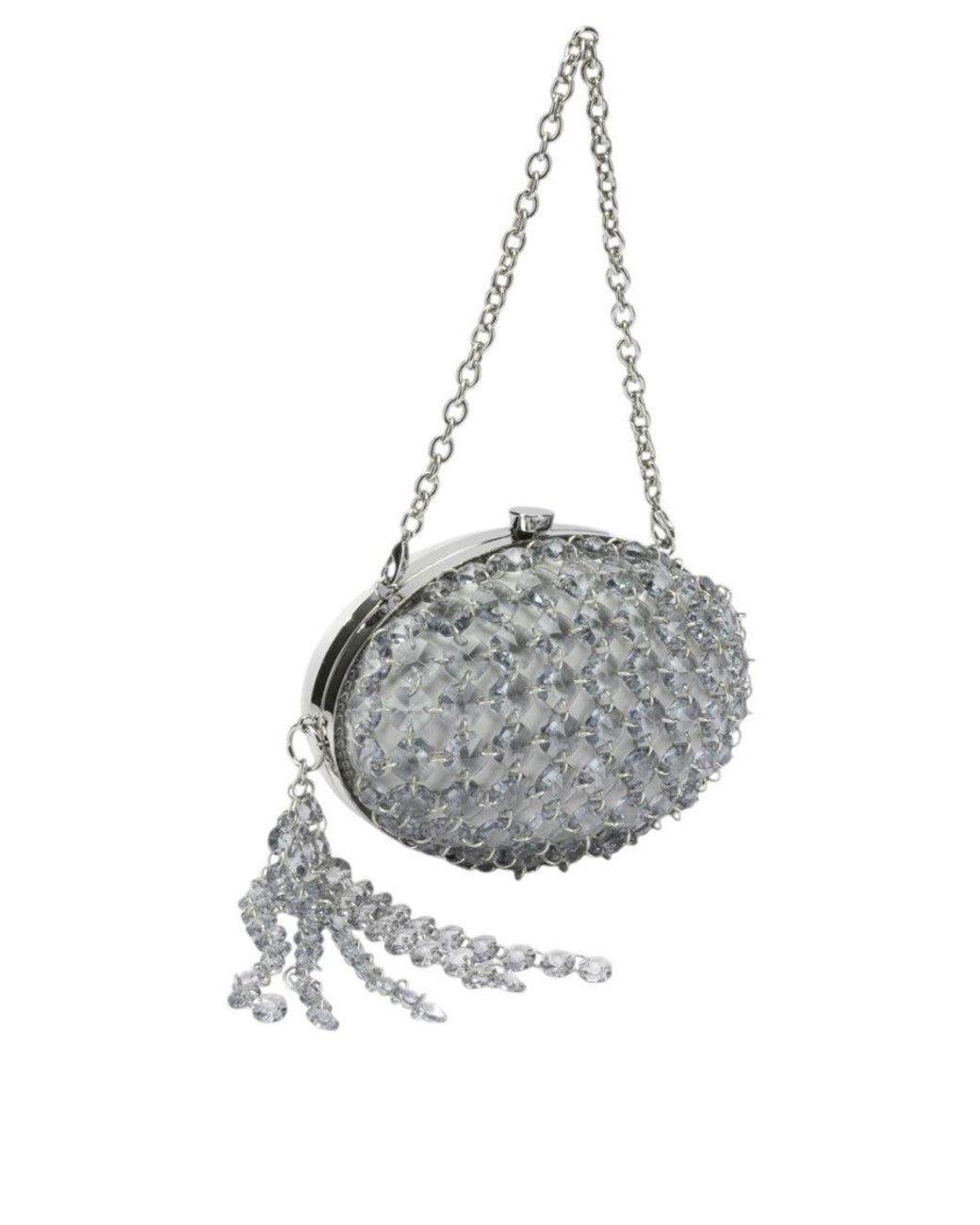 Self-Portrait Gray Crystal Clutch