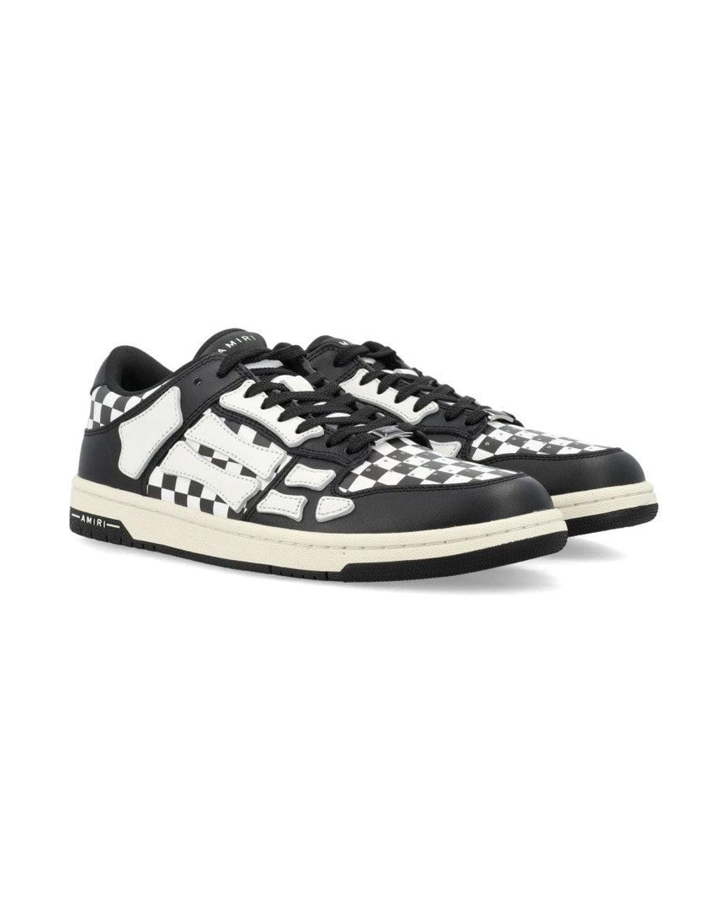 Amiri White Checkered Low Top Sneakers for men