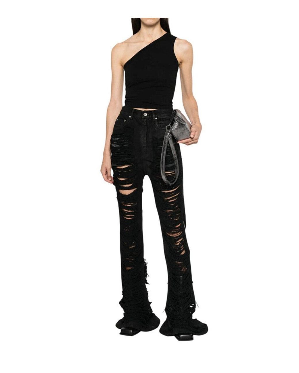 Rick Owens Black One Shoulder Top