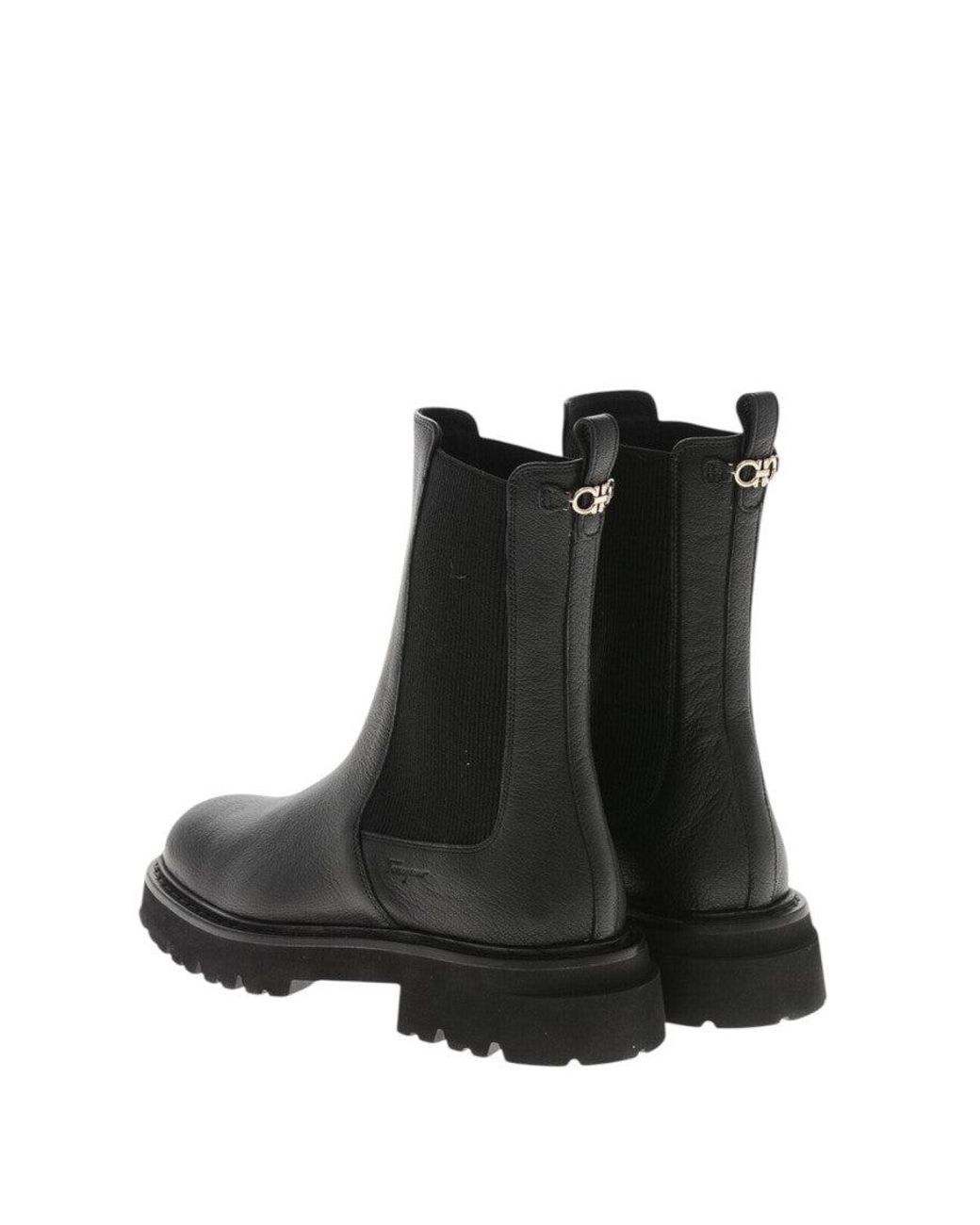 Ferragamo Black Textured Boots