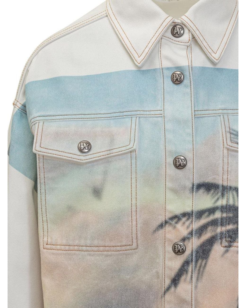Palm Angels Gray Sunrise Overshirt