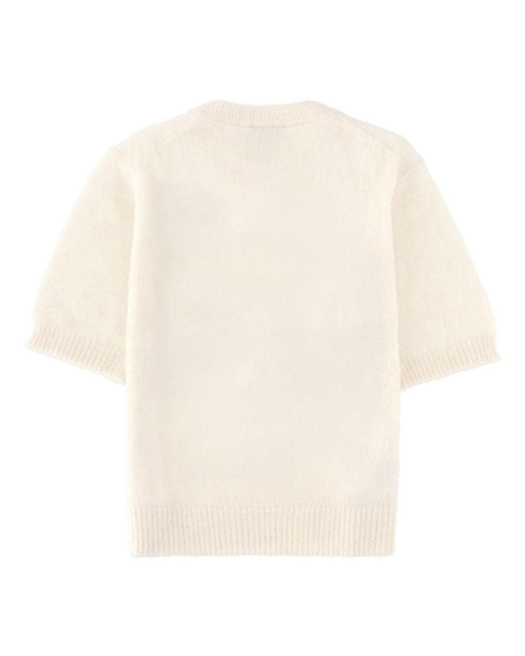 Ganni White Graphic Crew Neck Sweater