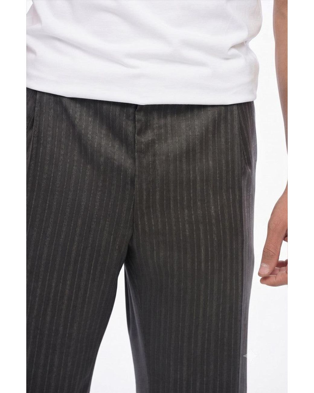 Corneliani Black Mantua Stripes Trousers for men