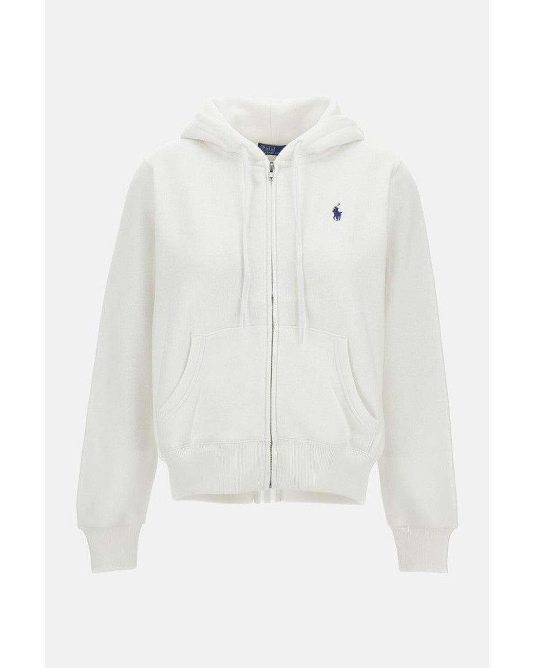 Polo Ralph Lauren White Logo Zip-Up Hoodie