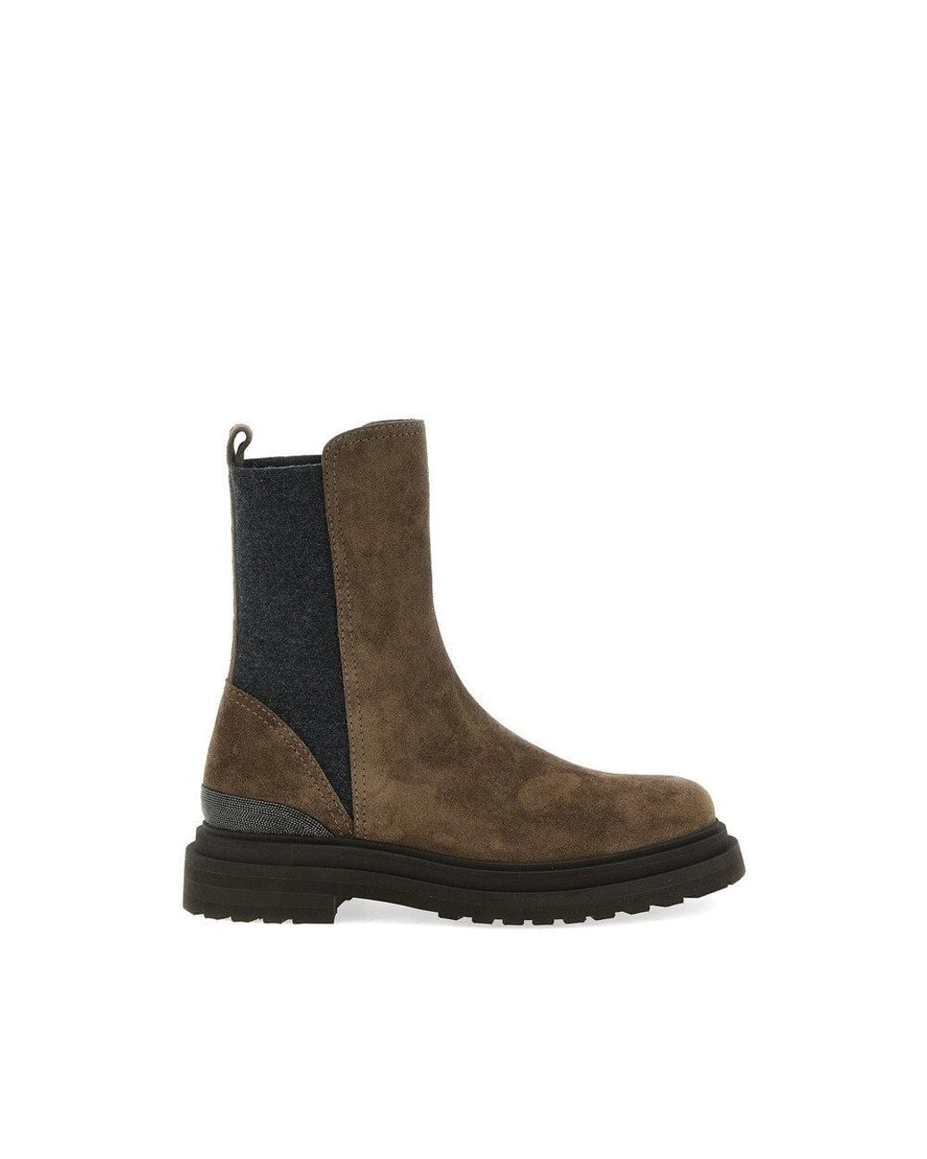 Brunello Cucinelli Brown Color Block Monili Boots