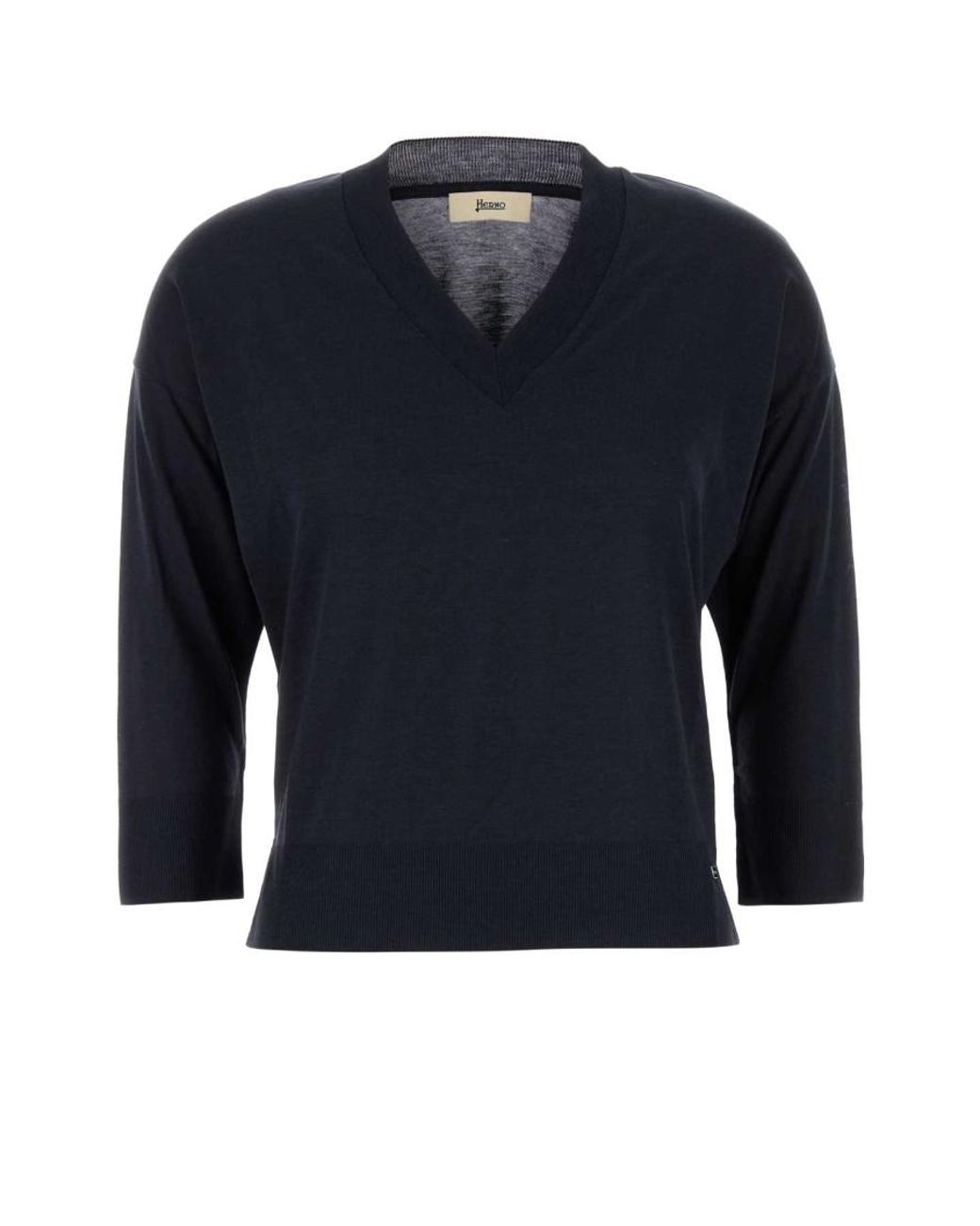 Herno Blue Lyocell Knitted Sweater