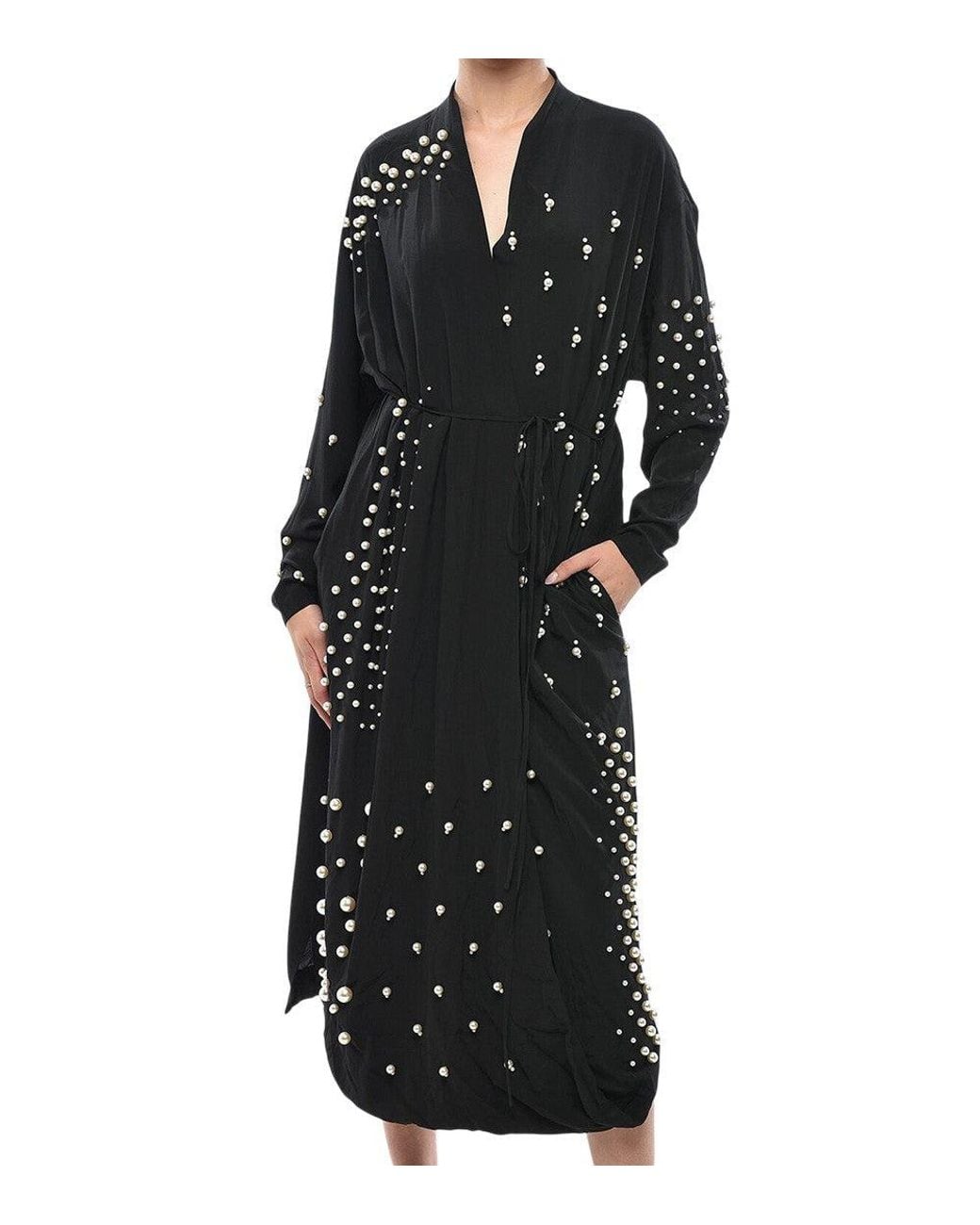 Stella McCartney Black V Neck Midi Dress