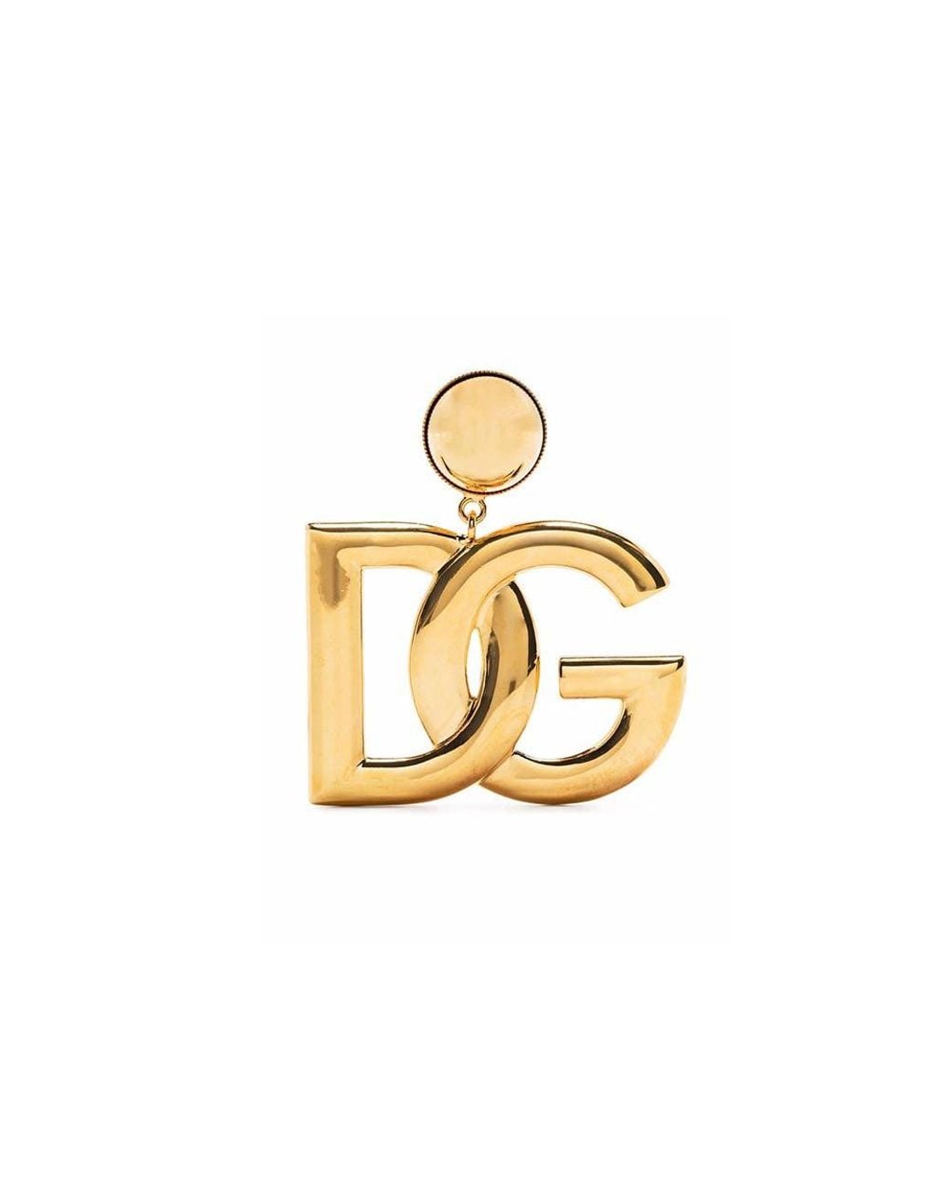 Dolce & Gabbana Metallic Golden Logo Drop Earrings
