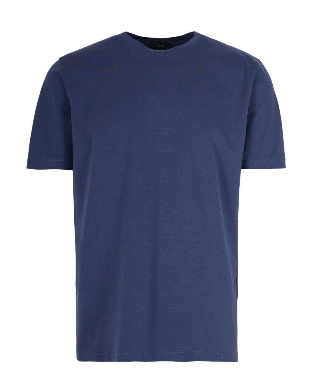 Herno Blue Superfine Jersey T-Shirt With Crew Neck for men