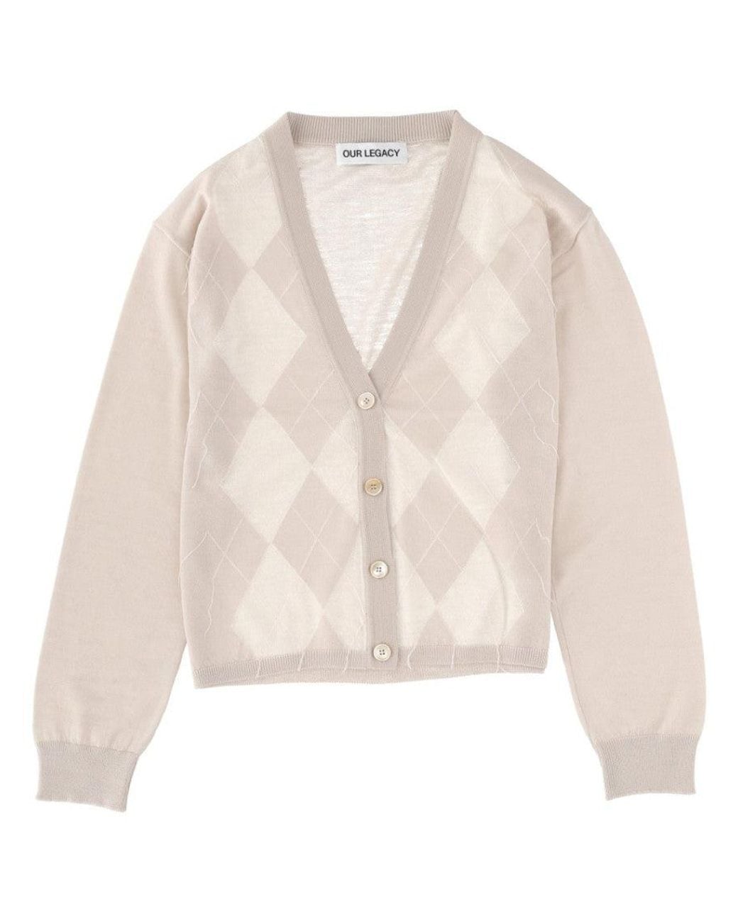 Our Legacy Natural Checks V Neck Cardigan
