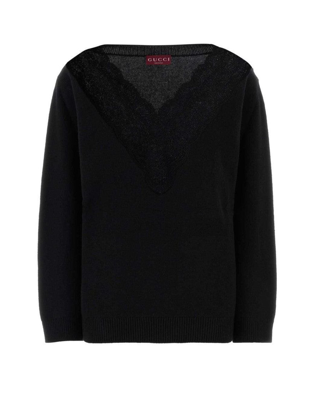 Gucci Black Lace V Neck Sweater
