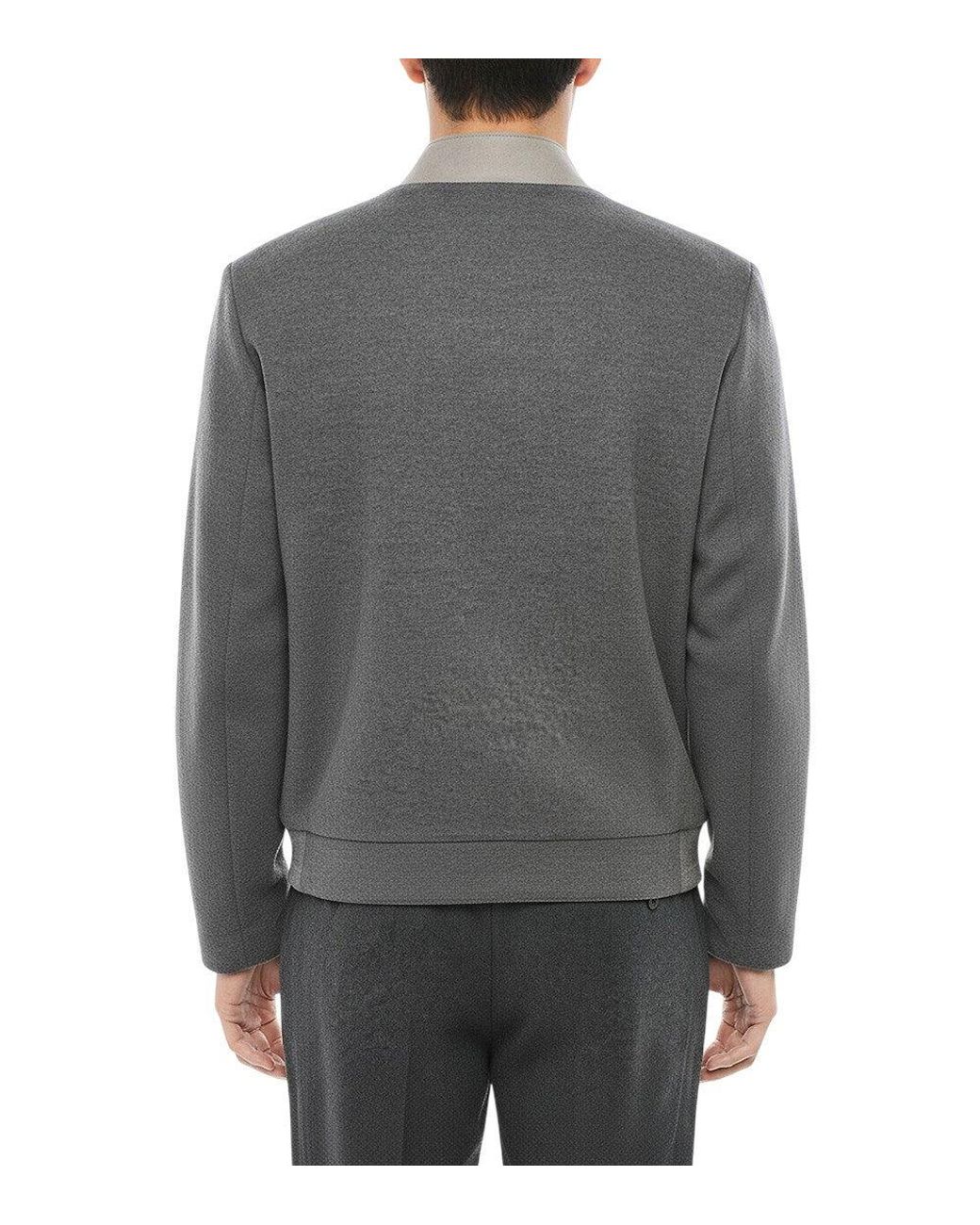 Corneliani Gray Zip Up Bomber Jacket for men