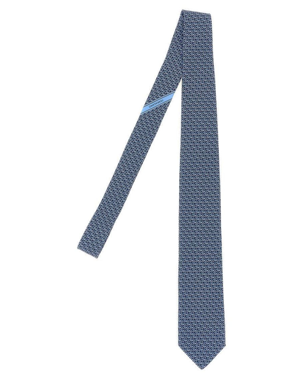 Ferragamo Blue Geometric Pattern Tie for men