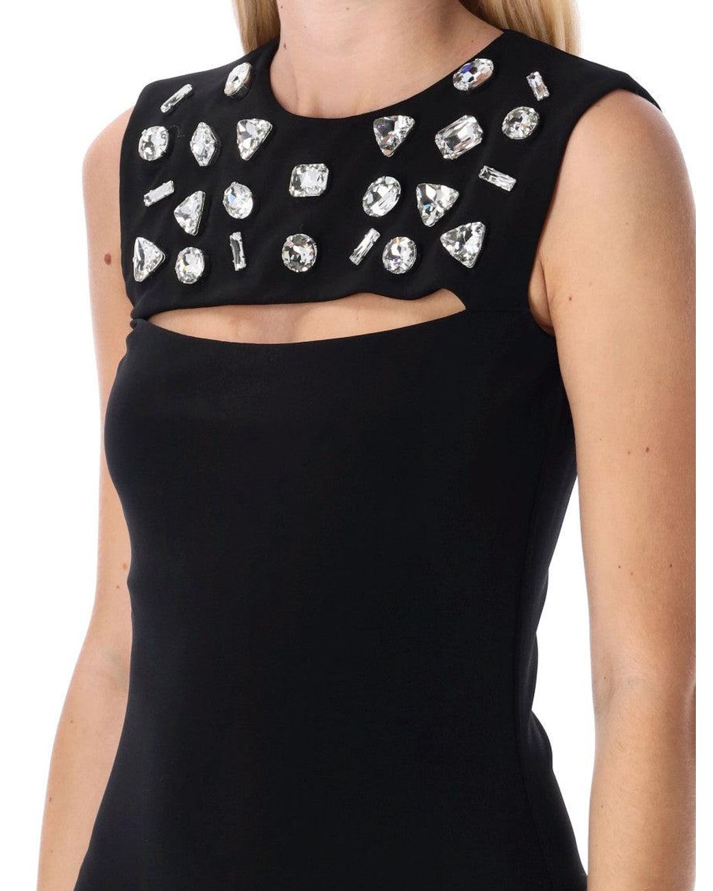 DSquared² Black Embellished Round Neck Mini Dress
