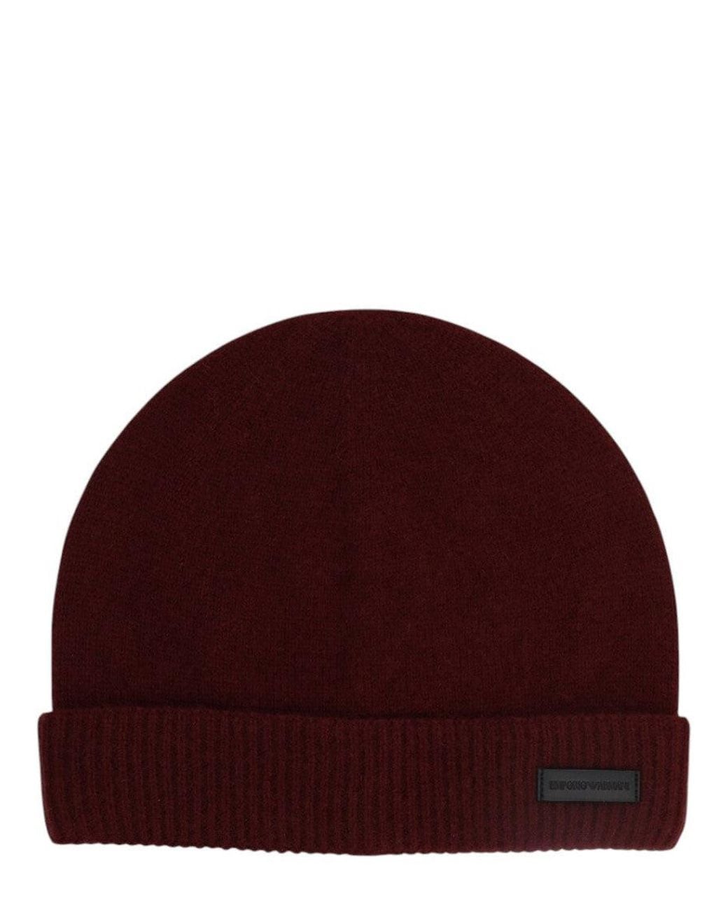Emporio Armani Red Burgundy Beanie Cap for men