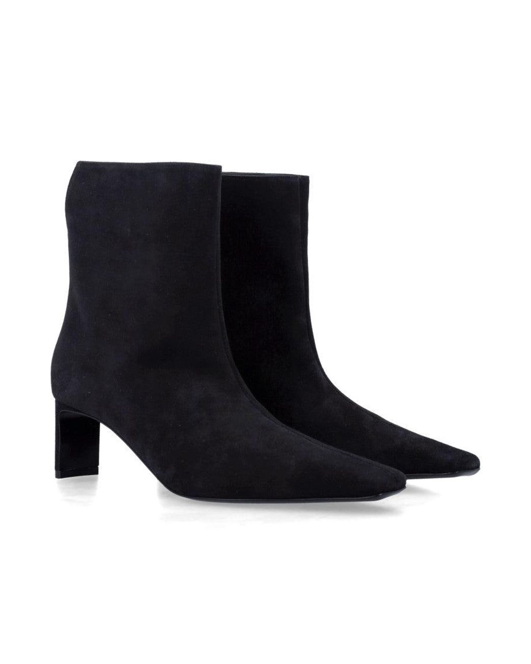 Khaite Black Pointed-Toe Ankle Boots