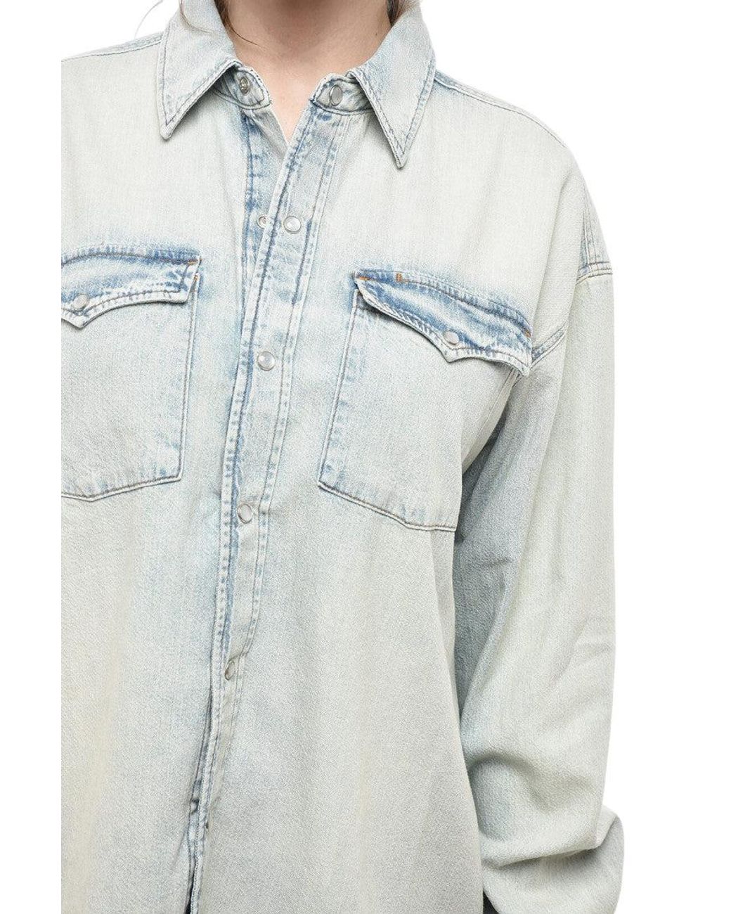 Re/done Gray Light Oversized Solid Shirt