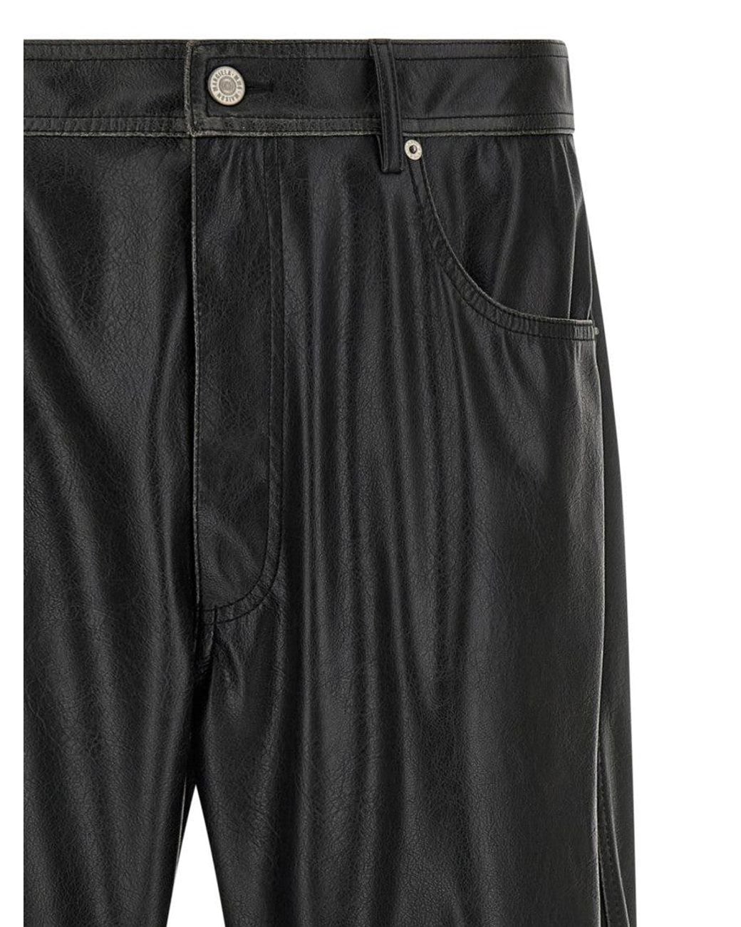 MM6 by Maison Margiela Black Relaxed Flat Front Pants for men