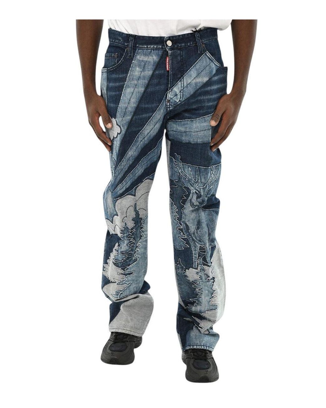 DSquared² Blue Bootcut Graphic Jeans for men