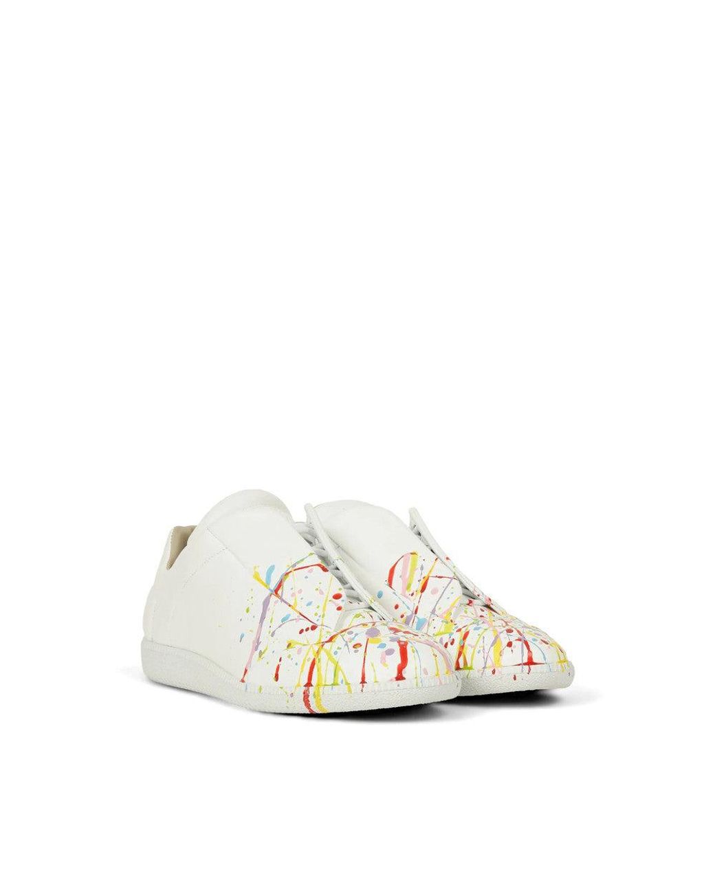 Maison Margiela White Future Paint-Splatter Low-Top Sneakers for men