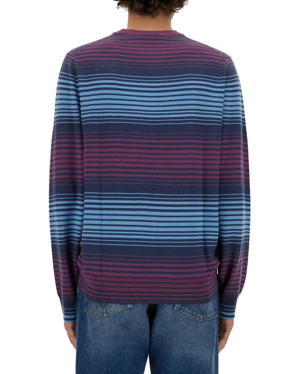 Paul Smith Blue Relaxed-Fit Striped Merino Wool Sweater for men