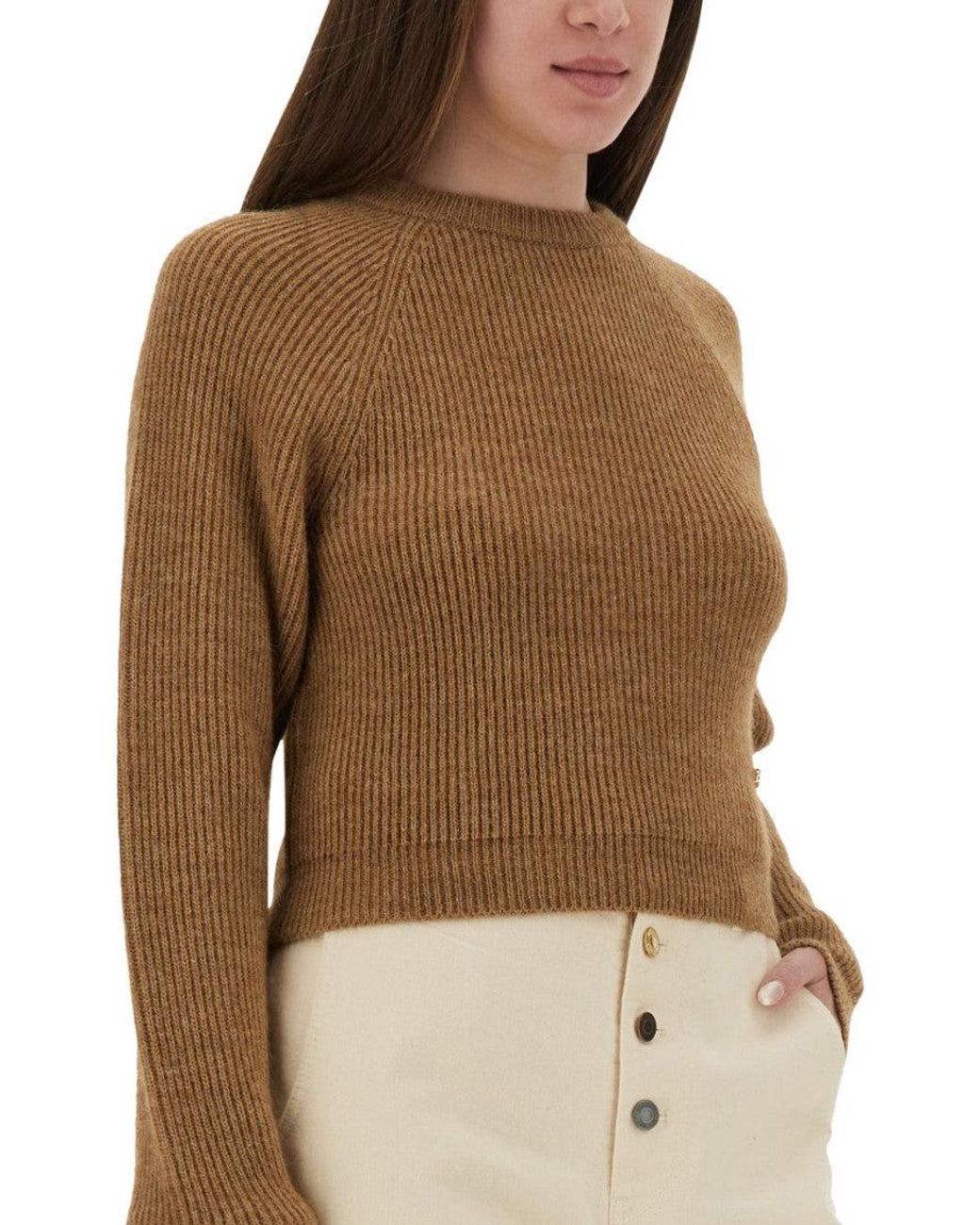 Moschino Natural Cropped Shirt Acrylic Jumpers