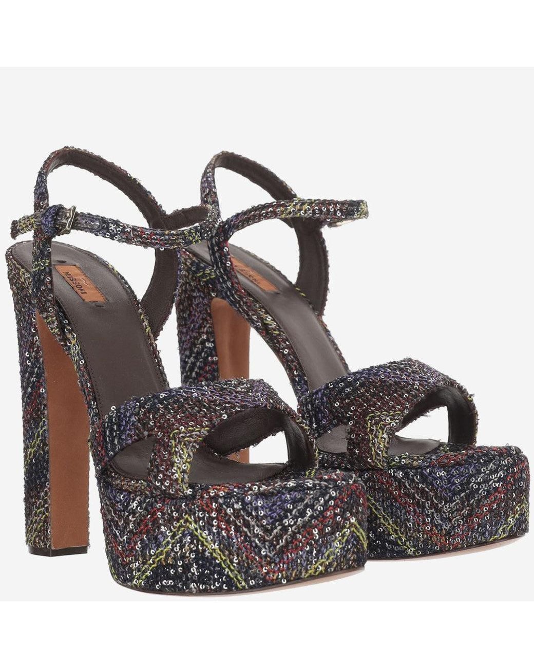 Missoni Metallic Multicolored Platform Sandals With Zigzag Pattern