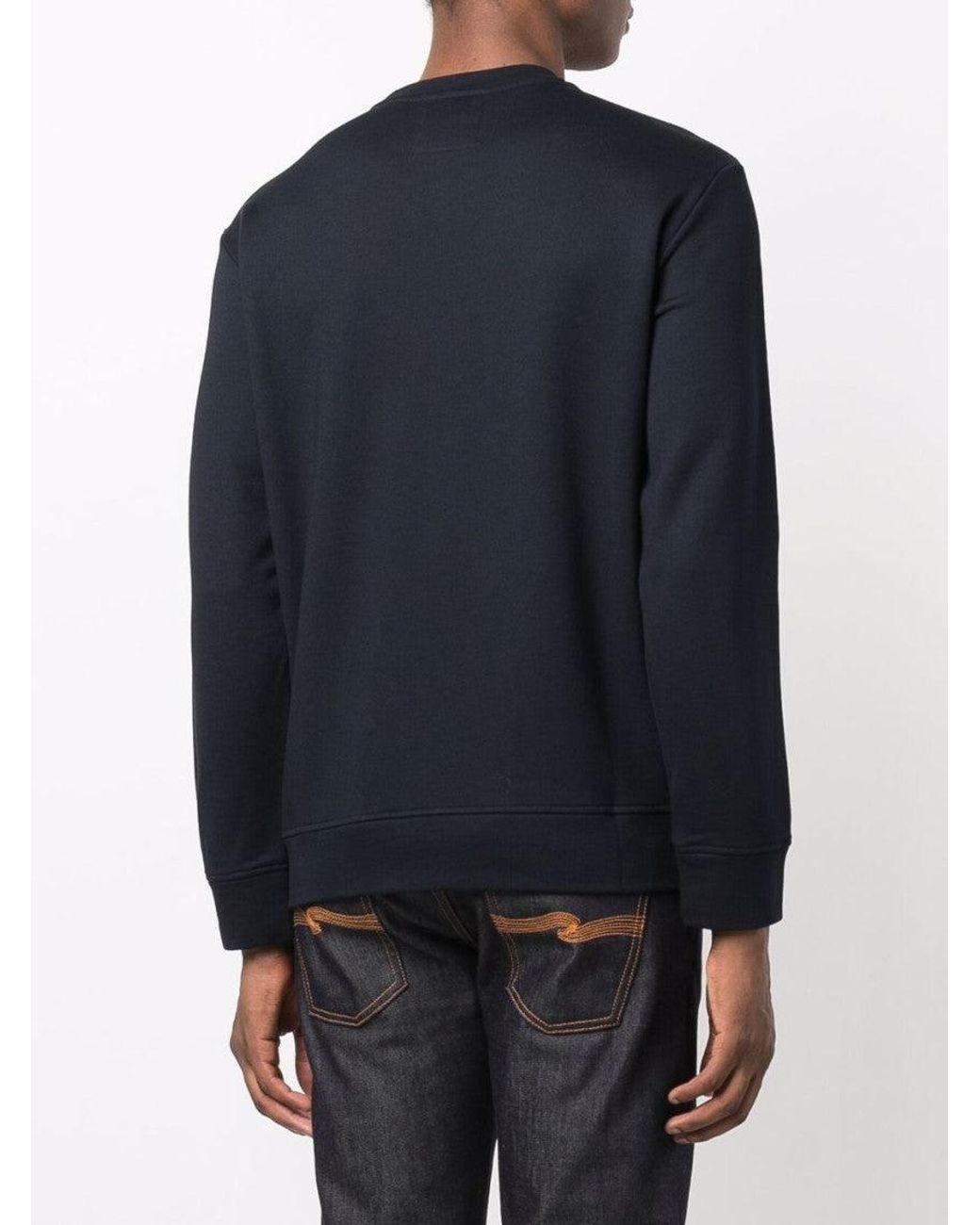 Emporio Armani Blue Logo Cotton Blend Sweatshirt for men