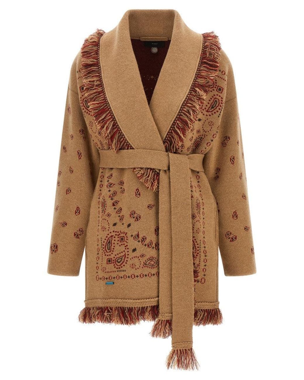 Alanui Brown Paisley Shawl Neck Cardigan