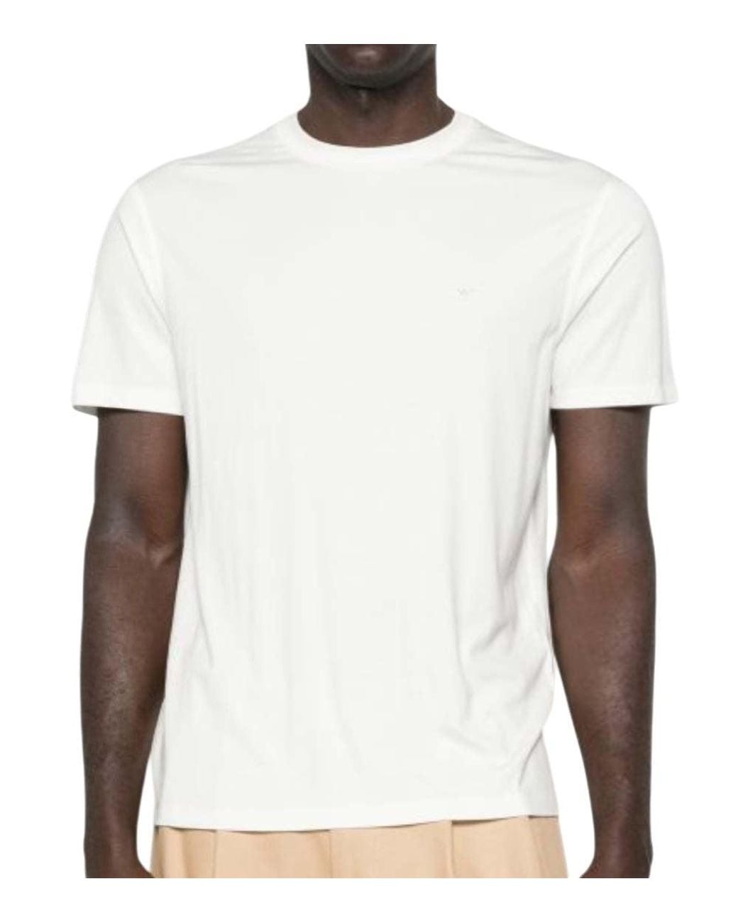 Emporio Armani White Solid Crew Neck T-Shirt for men