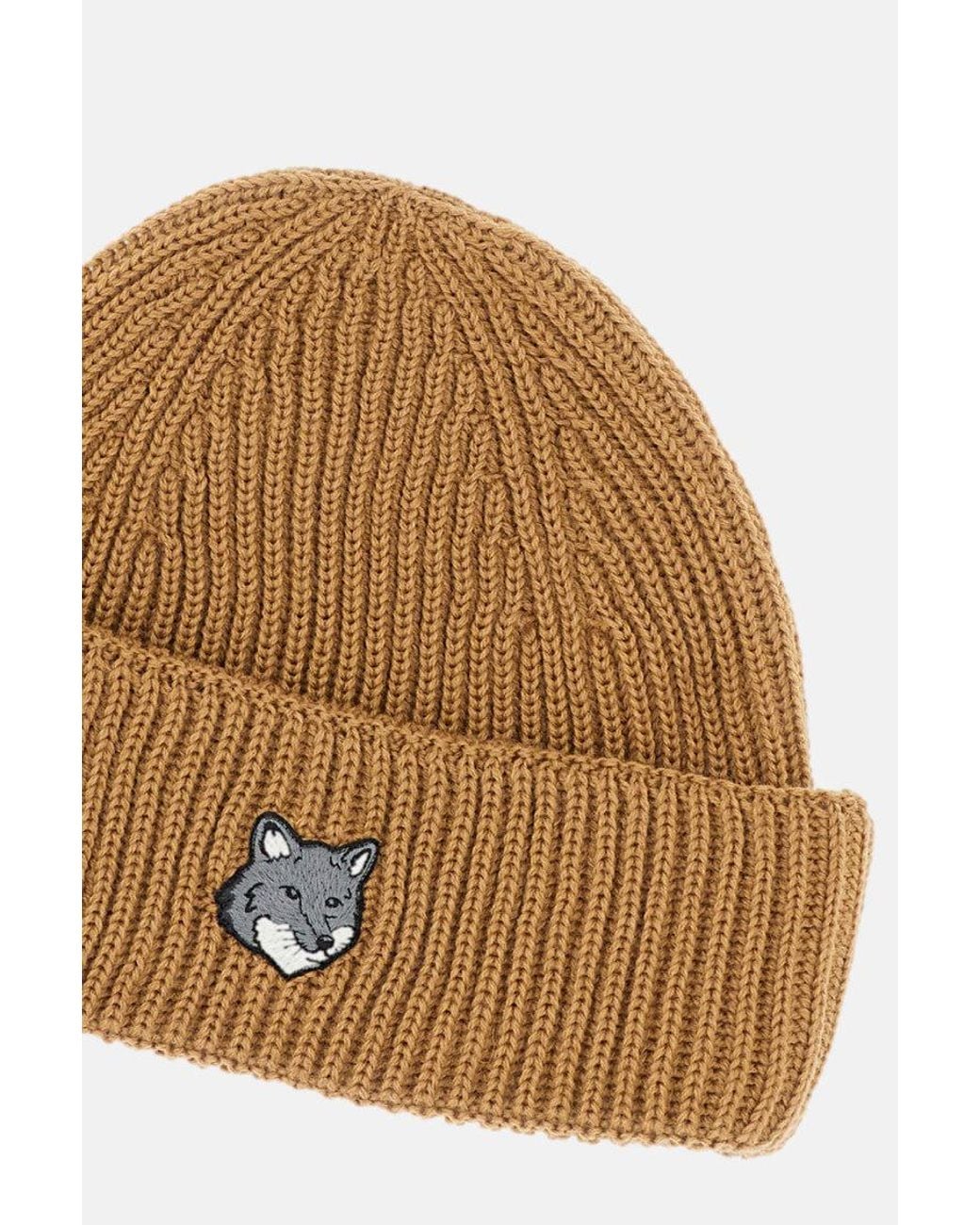 Maison Kitsuné Natural Logo Beanie Hat for men